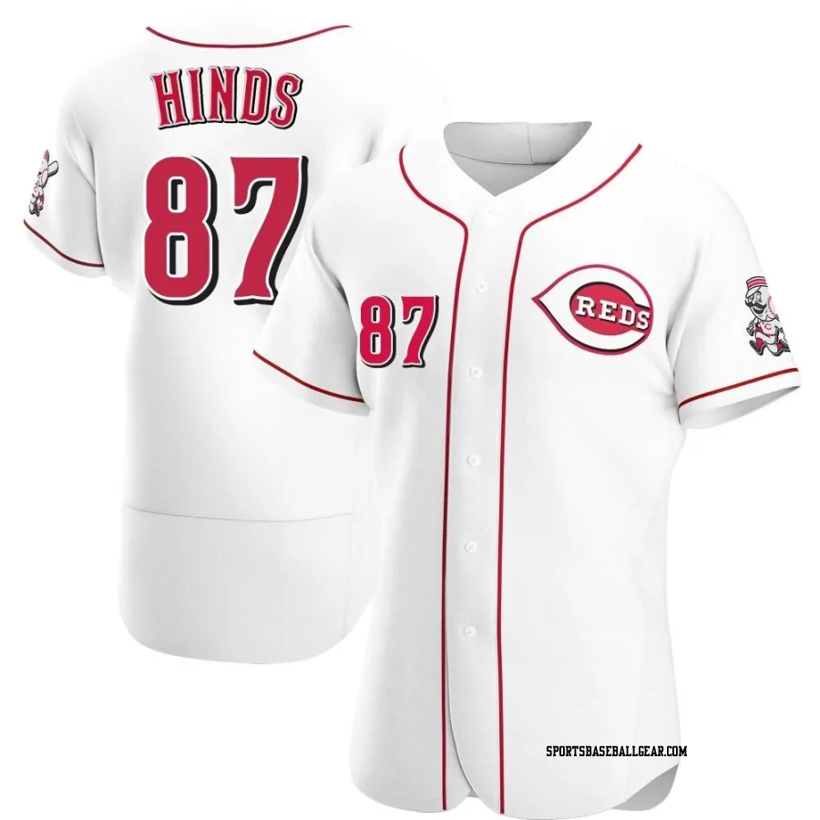 Rece Hinds Men's Cincinnati Reds White Authentic Home Jersey