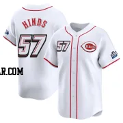 Rece Hinds Men's Cincinnati Reds White Limited 2025 Speedway Classic Alternate Jersey