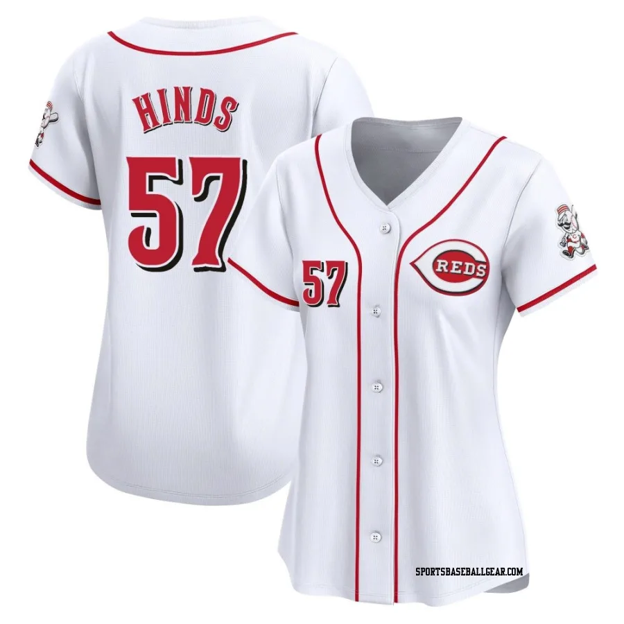 Rece Hinds Women's Cincinnati Reds White Limited Home Jersey
