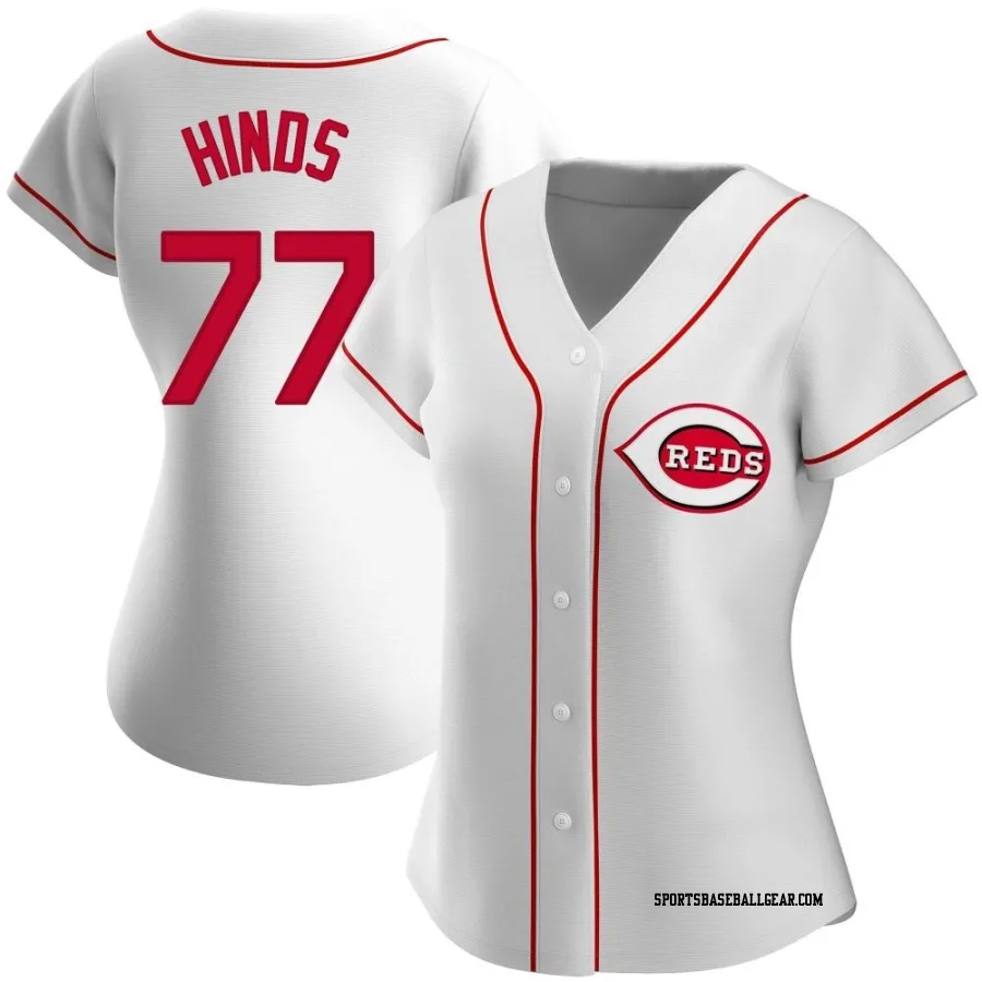 Rece Hinds Women's Cincinnati Reds White Replica Home Jersey