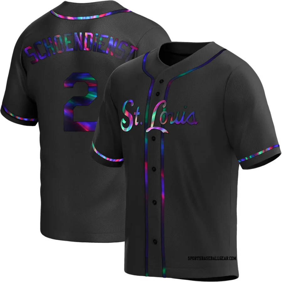 Red Schoendienst Men's St. Louis Cardinals Black Holographic Replica Alternate Jersey