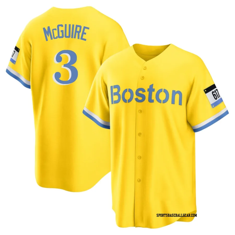 Reese McGuire Youth Boston Red Sox Gold/Light Replica Blue 2021 City Connect Player Jersey