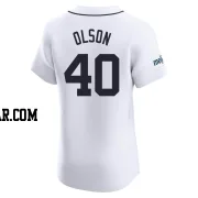 Reese Olson Men's Detroit Tigers White Elite Home Patch Jersey