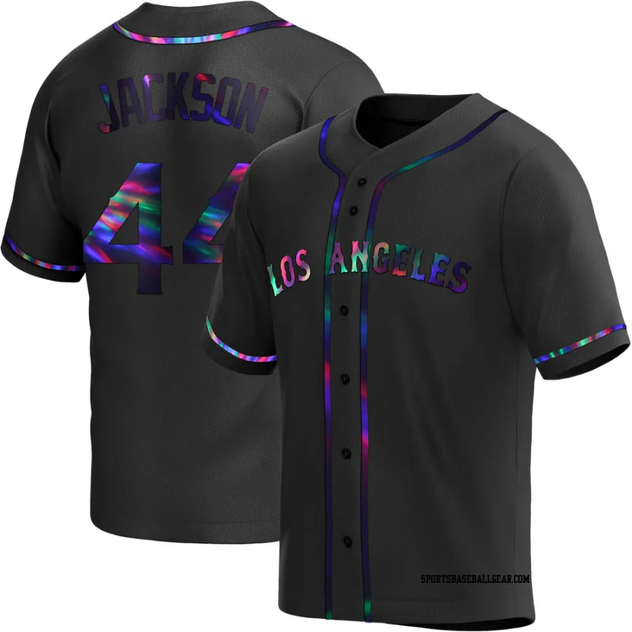 Reggie Jackson Men's Los Angeles Angels Black Holographic Replica Alternate Jersey