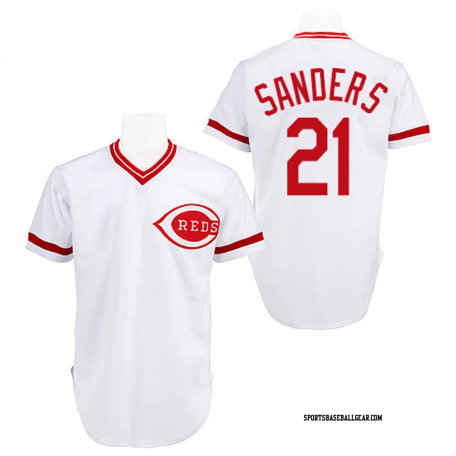 Reggie Sanders Men's Cincinnati Reds White Authentic Throwback Jersey