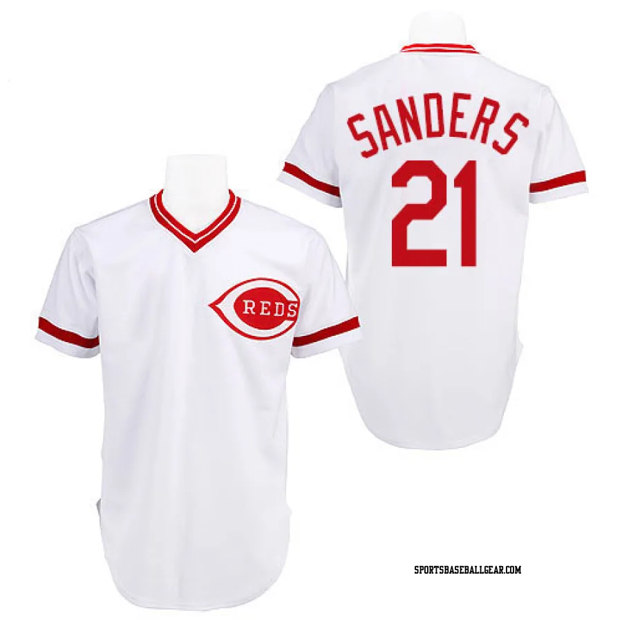 Reggie Sanders Men's Cincinnati Reds White Replica Throwback Jersey