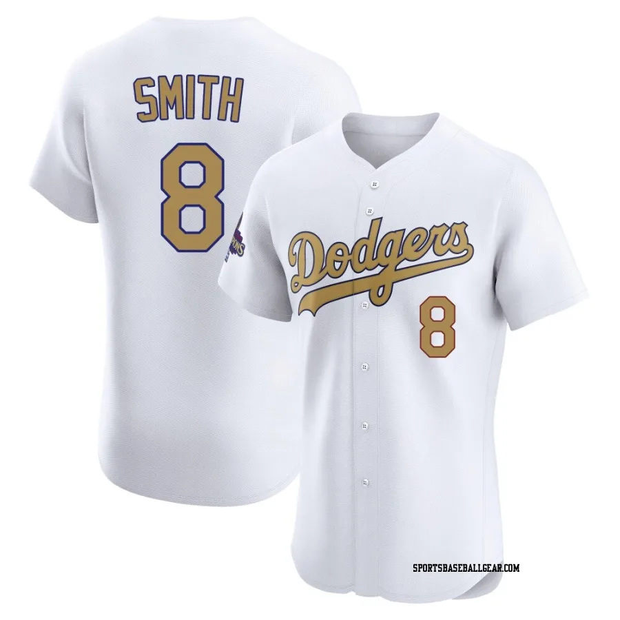 Reggie Smith Men's Los Angeles Dodgers Gold Elite White 2025 Collection Jersey