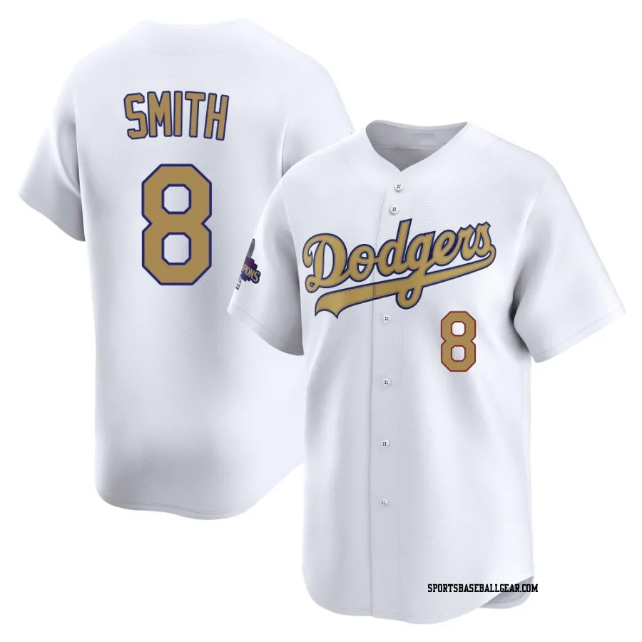 Reggie Smith Men's Los Angeles Dodgers Gold Limited White 2025 Collection Jersey