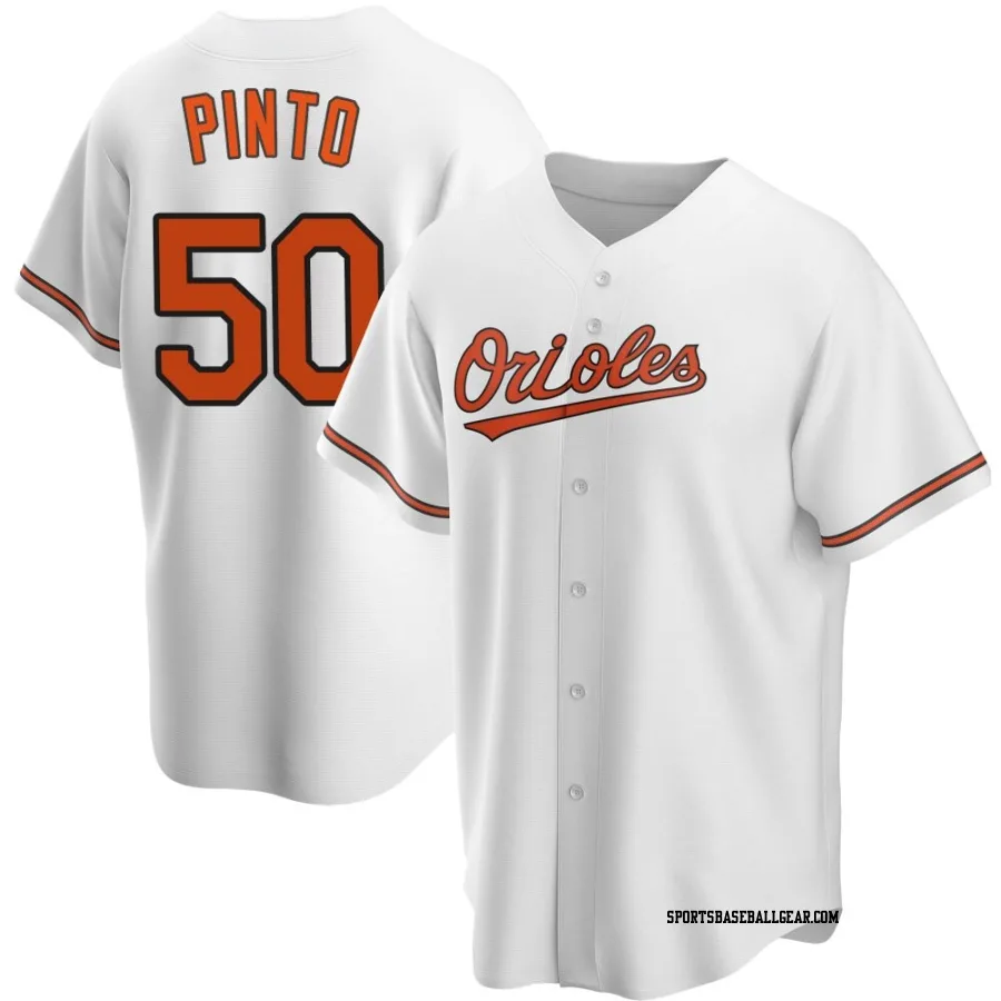 Rene Pinto Men's Baltimore Orioles White Replica Home Jersey