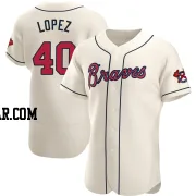 Reynaldo Lopez Men's Atlanta Braves Cream Authentic Alternate Jersey
