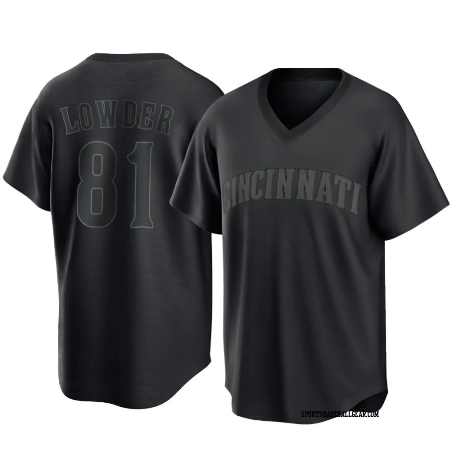 Rhett Lowder Men's Cincinnati Reds Black Replica Pitch Fashion Jersey