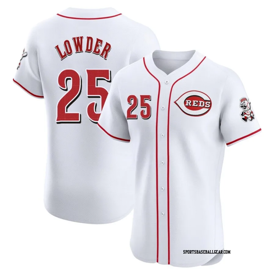Rhett Lowder Men's Cincinnati Reds White Elite Home Patch Jersey