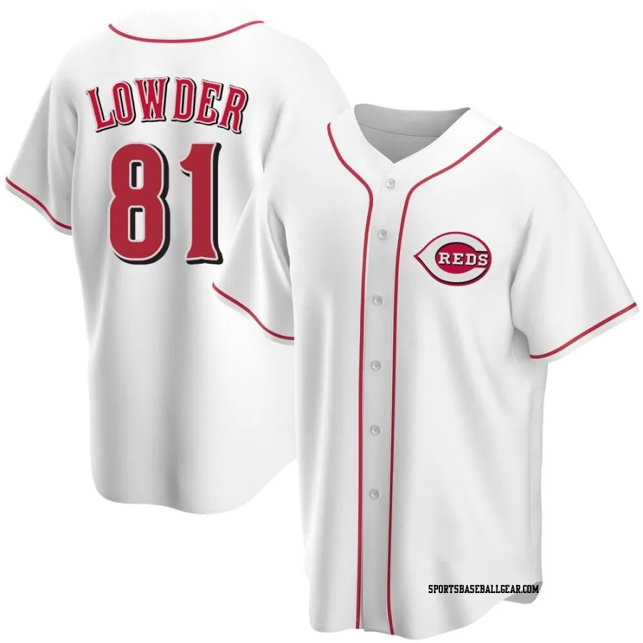 Rhett Lowder Men's Cincinnati Reds White Replica Home Jersey