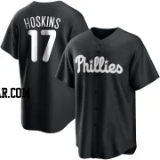 Rhys Hoskins Men's Philadelphia Phillies Black/White Replica Jersey