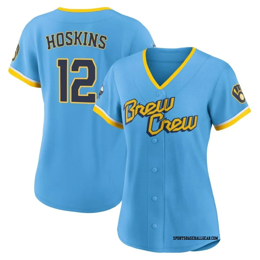 Rhys Hoskins Women's Milwaukee Brewers Blue Replica Powder 2022 City Connect Jersey