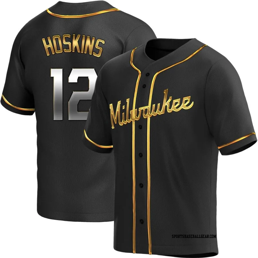 Rhys Hoskins Youth Milwaukee Brewers Black Golden Replica Alternate Jersey