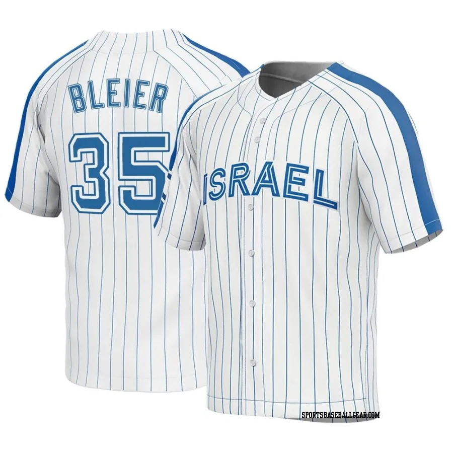 Richard Bleier Men's Israel Baseball White Replica 2023 World Baseball Classic Jersey