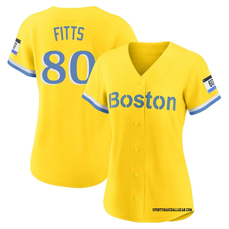 Richard Fitts Women's Boston Red Sox Gold/Light Authentic Blue 2021 City Connect Player Jersey