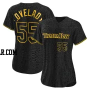Richard Lovelady Women's Tampa Bay Rays Black Replica Snake Skin City Jersey