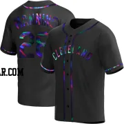 Rick Manning Men's Cleveland Guardians Black Holographic Replica Alternate Jersey