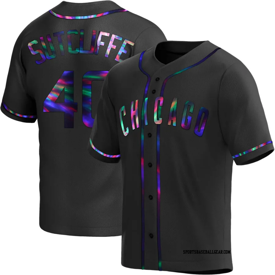 Rick Sutcliffe Men's Chicago Cubs Black Holographic Replica Alternate Jersey