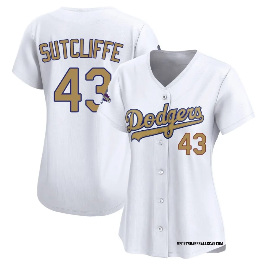 Rick Sutcliffe Women's Los Angeles Dodgers Gold Limited White 2025 Collection Jersey