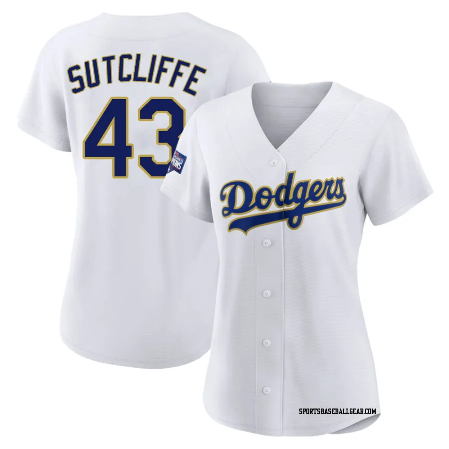 Rick Sutcliffe Women's Los Angeles Dodgers White/Gold Authentic 2021 Gold Program Player Jersey