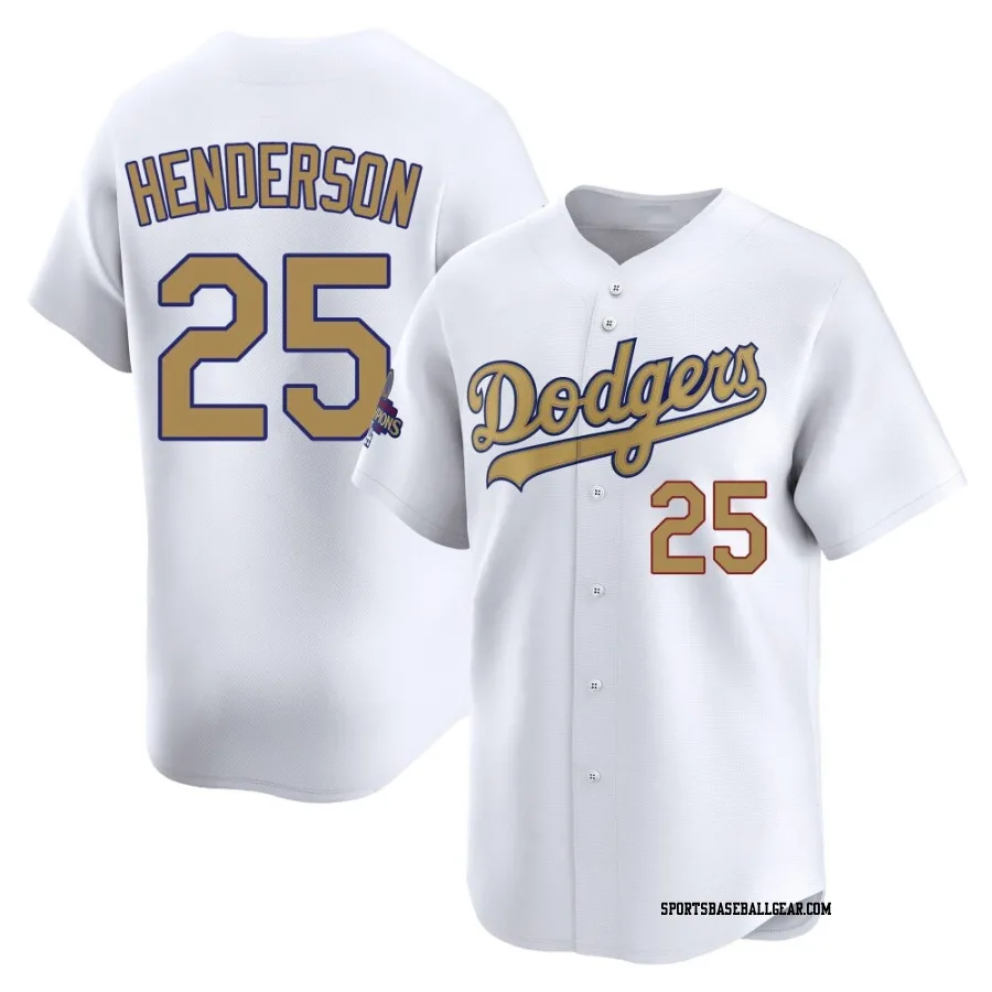 Rickey Henderson Men's Los Angeles Dodgers Gold Limited White 2025 Collection Jersey