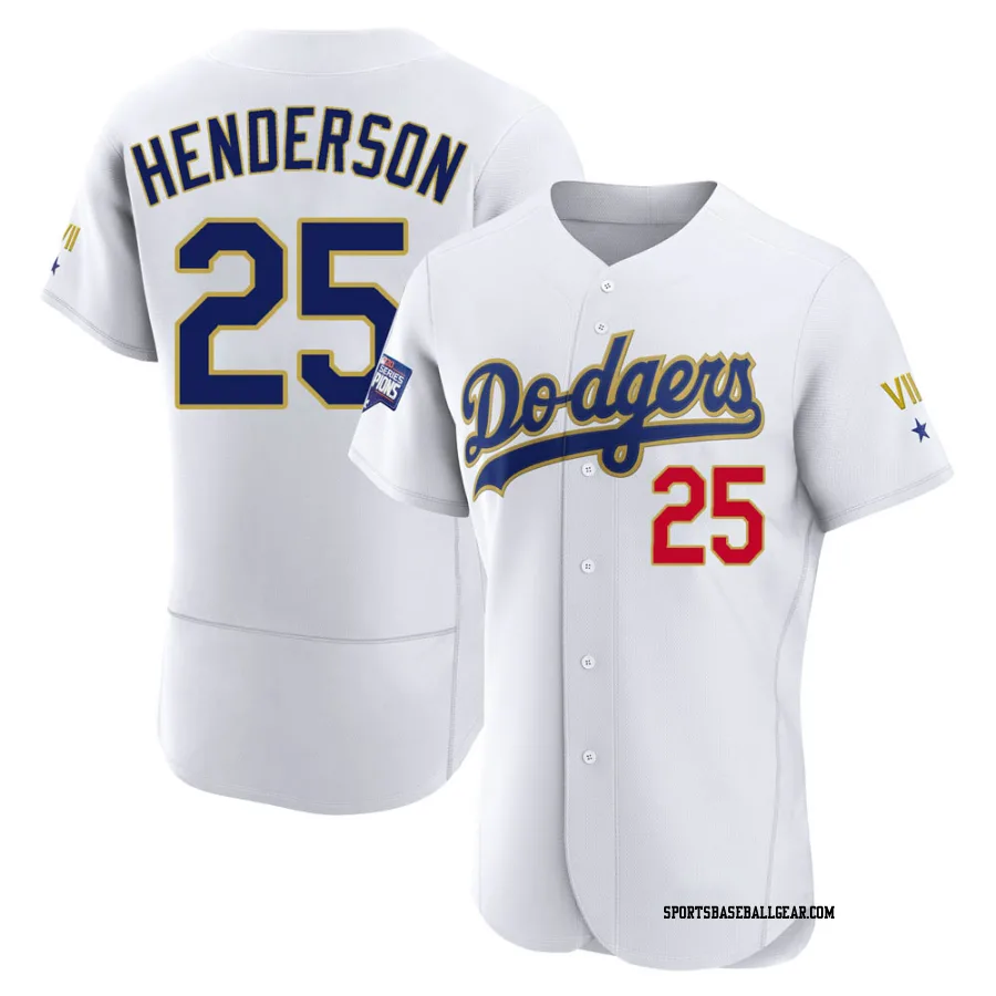 Rickey Henderson Men's Los Angeles Dodgers White/Gold Authentic 2021 Gold Program Player Jersey