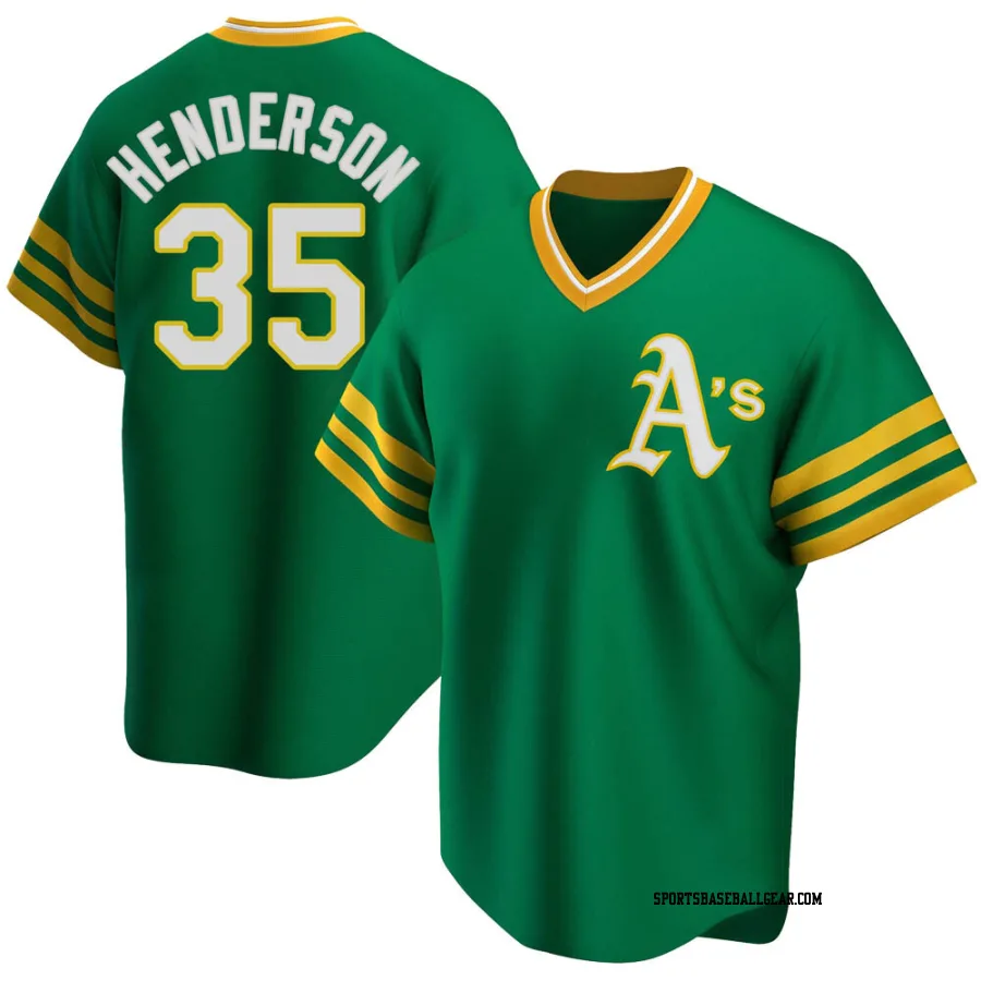 Rickey Henderson Men's Oakland Athletics Green Replica R Kelly Road Cooperstown Collection Jersey