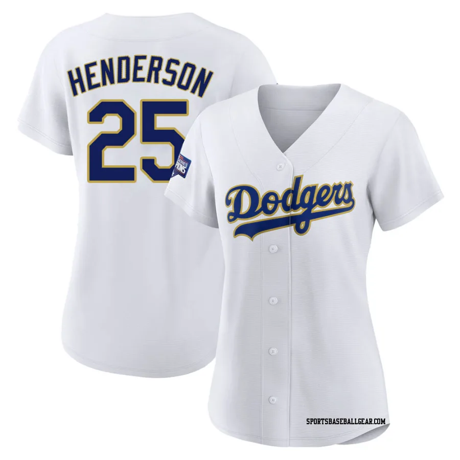 Rickey Henderson Women's Los Angeles Dodgers White/Gold Authentic 2021 Gold Program Player Jersey