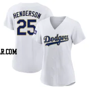Rickey Henderson Women's Los Angeles Dodgers White/Gold Replica 2021 Gold Program Player Jersey