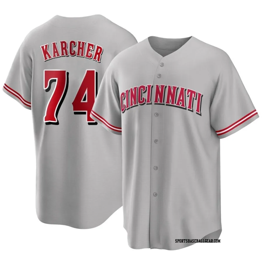 Ricky Karcher Men's Cincinnati Reds Gray Replica Road Jersey