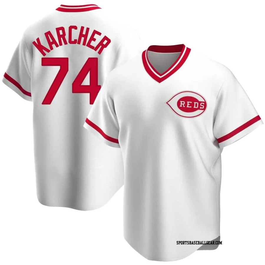 Ricky Karcher Men's Cincinnati Reds White Replica Home Cooperstown Collection Jersey