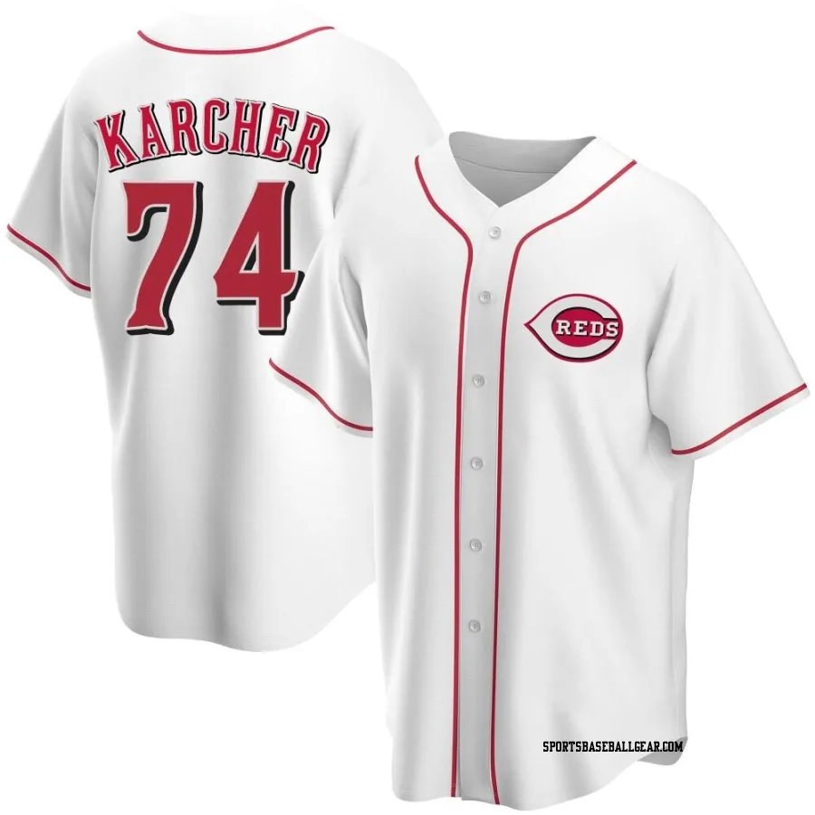 Ricky Karcher Youth Cincinnati Reds White Replica Home Jersey