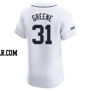 Riley Greene Men's Detroit Tigers White Elite Home Patch Jersey