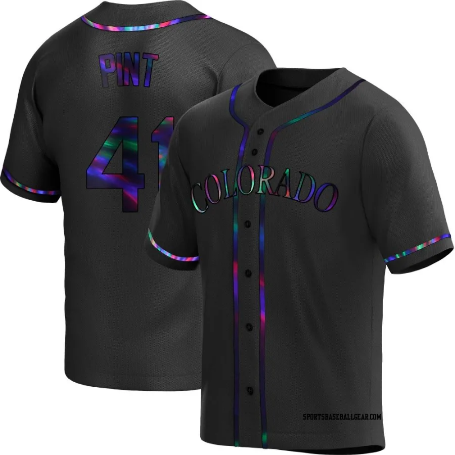 Riley Pint Youth Colorado Rockies Black Holographic Replica Alternate Jersey