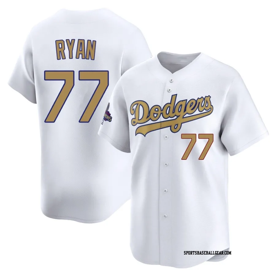 River Ryan Men's Los Angeles Dodgers Gold Limited White 2025 Collection Jersey