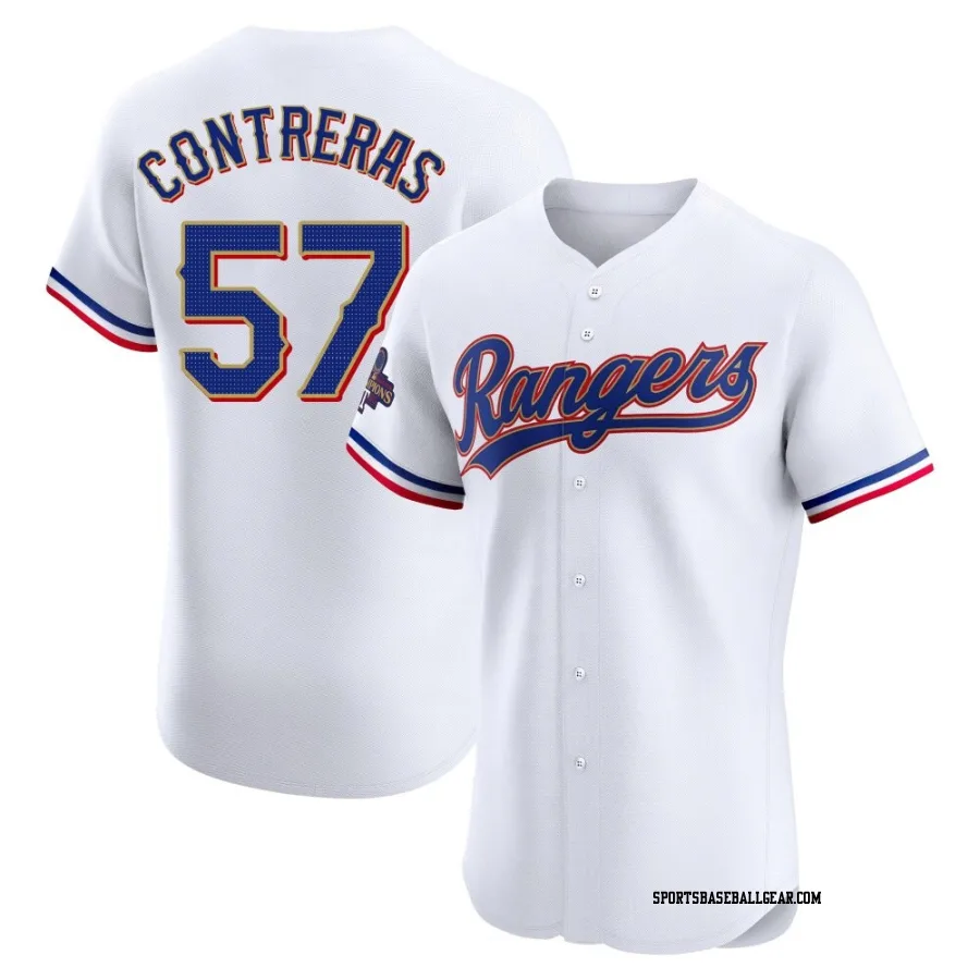 Roansy Contreras Men's Texas Rangers Gold Elite White 2024 Collection Jersey