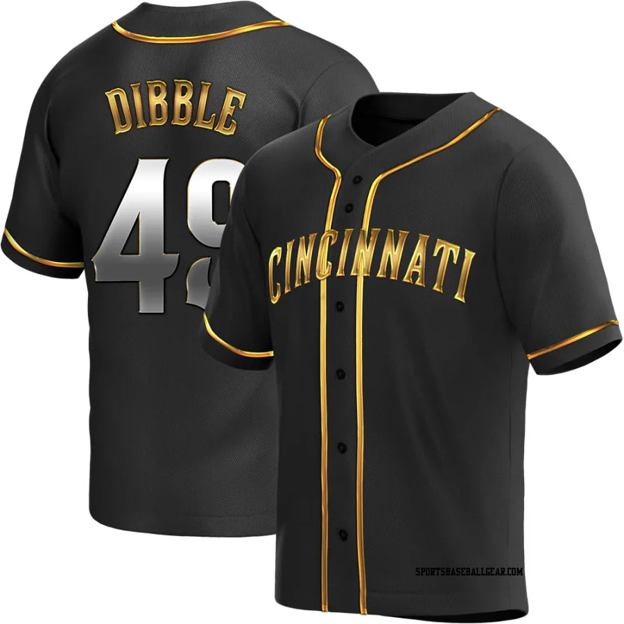 Rob Dibble Men's Cincinnati Reds Black Golden Replica Alternate Jersey