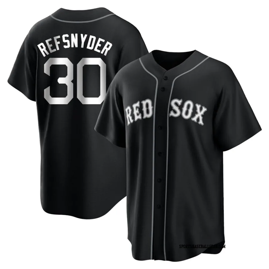 Rob Refsnyder Men's Boston Red Sox Black/White Replica Jersey