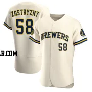 Rob Zastryzny Men's Milwaukee Brewers Cream Authentic Home Jersey