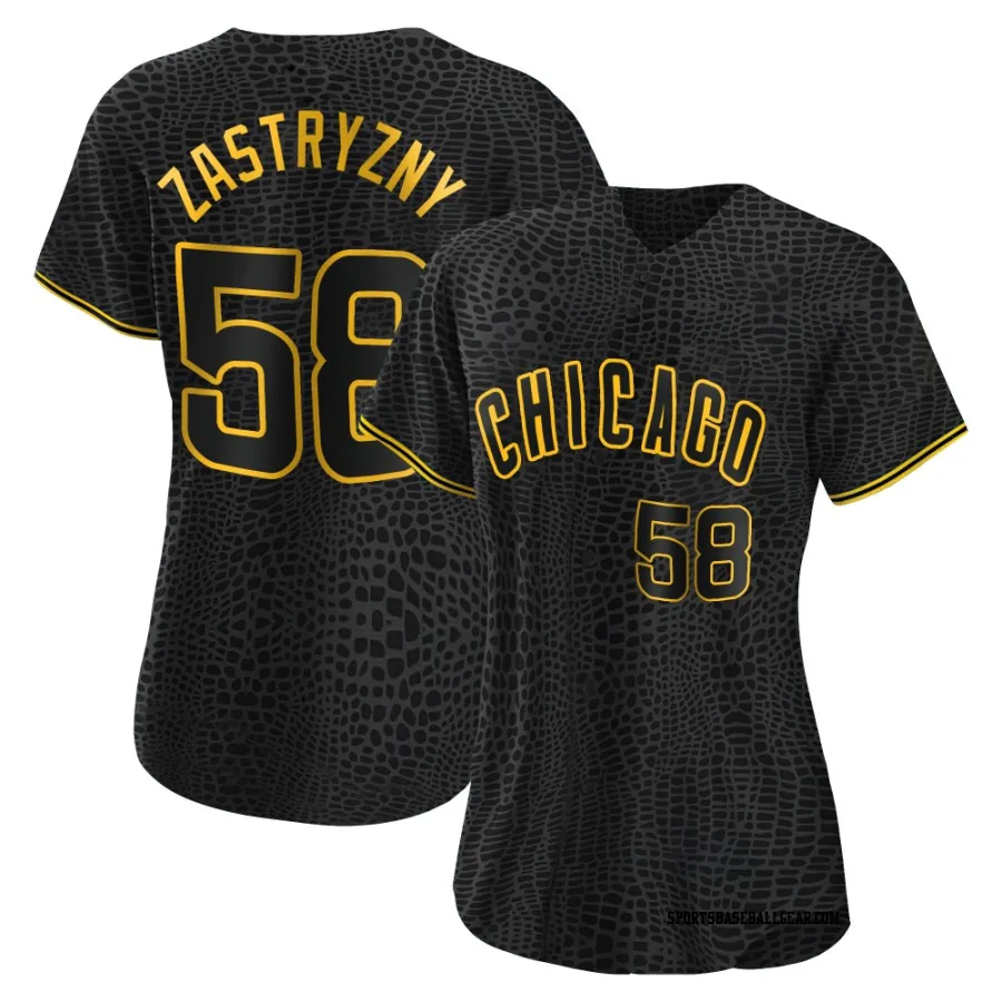 Rob Zastryzny Women's Chicago Cubs Black Authentic Snake Skin City Jersey