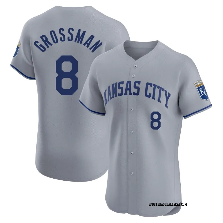 Robbie Grossman Men's Kansas City Royals Gray Elite Road Jersey