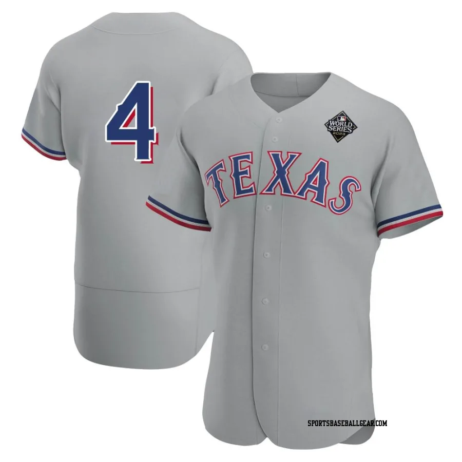Robbie Grossman Men's Texas Rangers Gray Authentic Road 2023 World Series Jersey