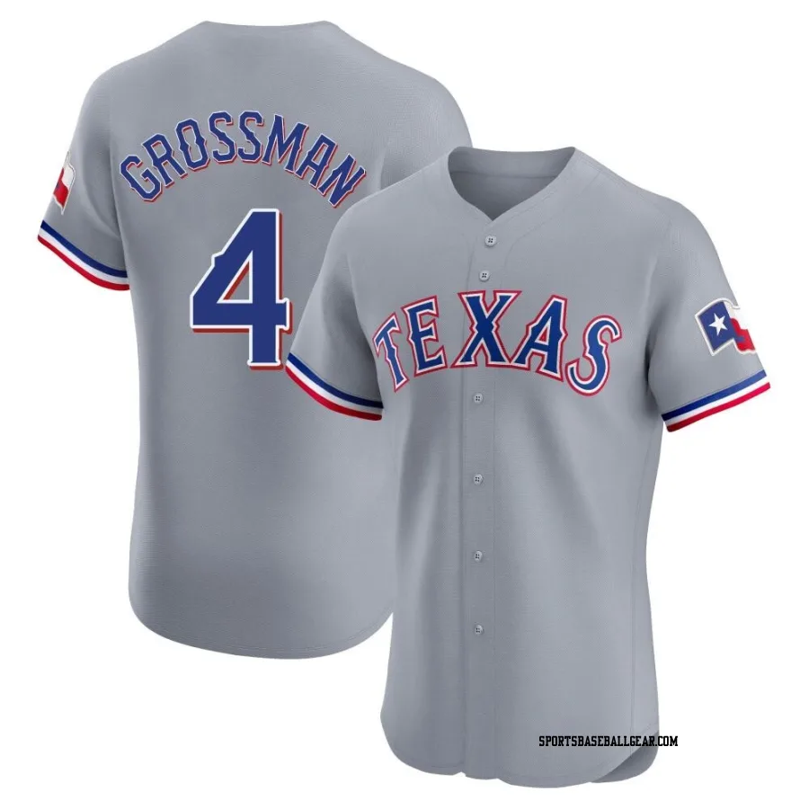 Robbie Grossman Men's Texas Rangers Gray Elite Road Jersey