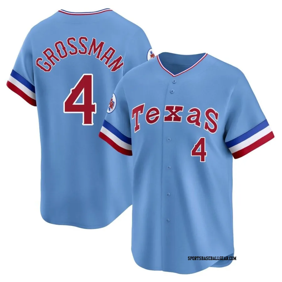 Robbie Grossman Men's Texas Rangers Light Blue Limited Cooperstown Collection Jersey