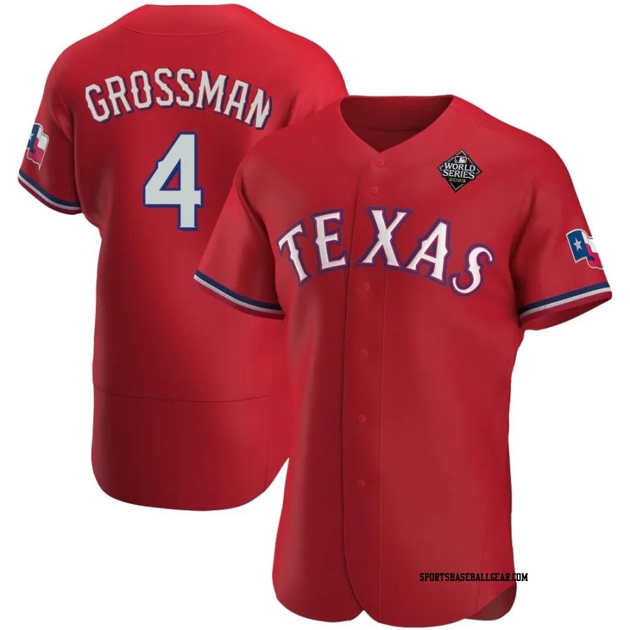 Robbie Grossman Men's Texas Rangers Red Authentic Alternate 2023 World Series Jersey