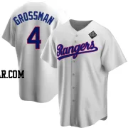 Robbie Grossman Men's Texas Rangers White Replica Home Cooperstown Collection 2023 World Series Jersey