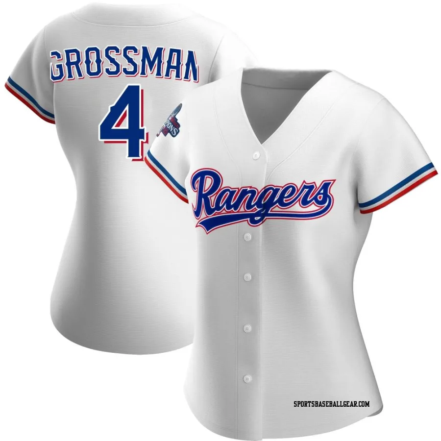 Robbie Grossman Women's Texas Rangers White Authentic Home 2023 World Series Champions Jersey